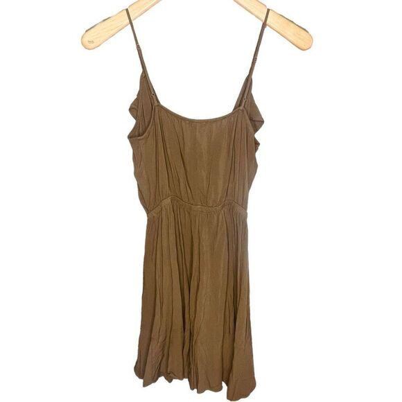 Express Olive Green Ruffle Spaghetti Strap Mini Dress Flowy Summer Size S | EUC - Picture 3 of 9